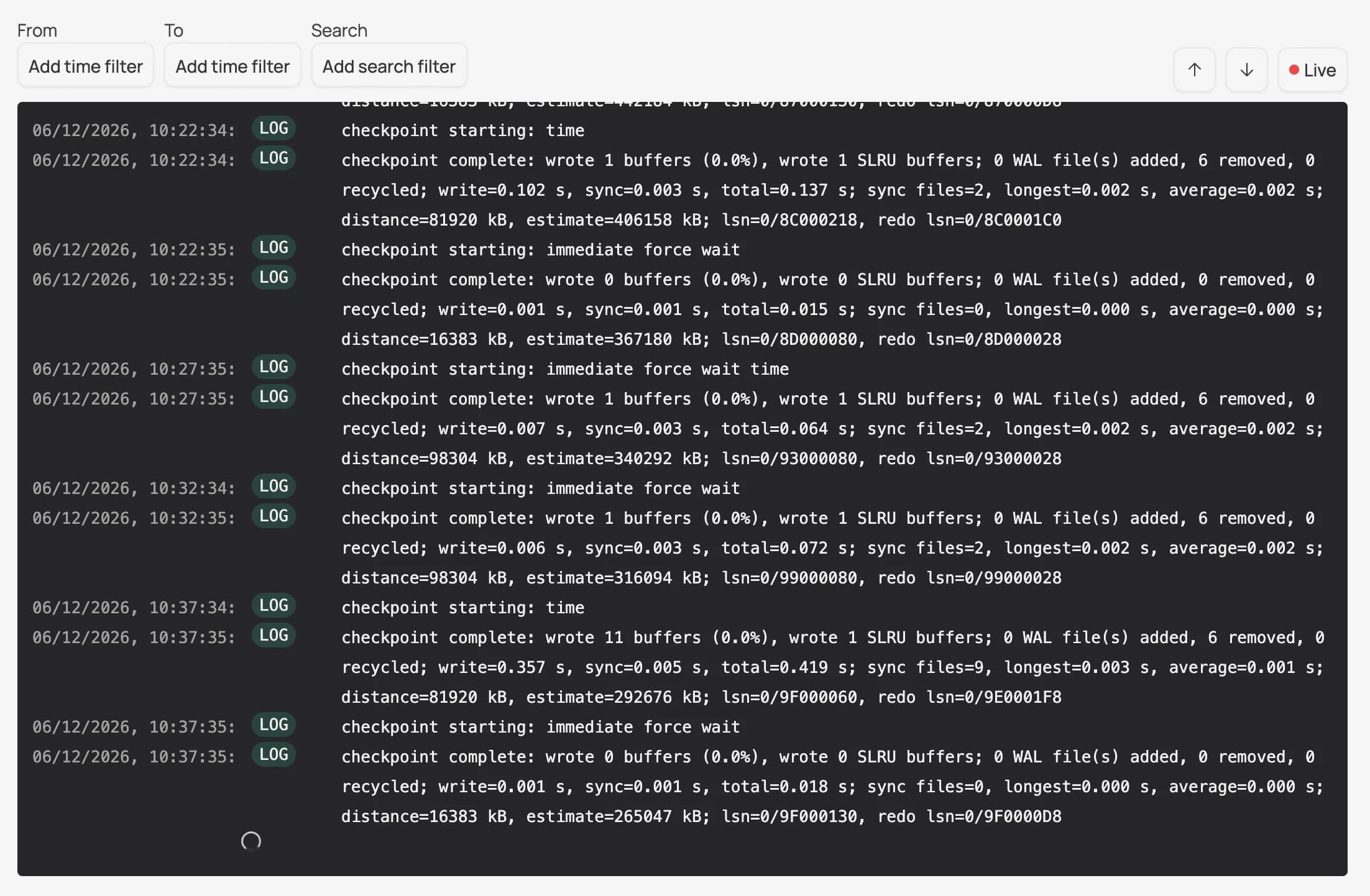 Database logs